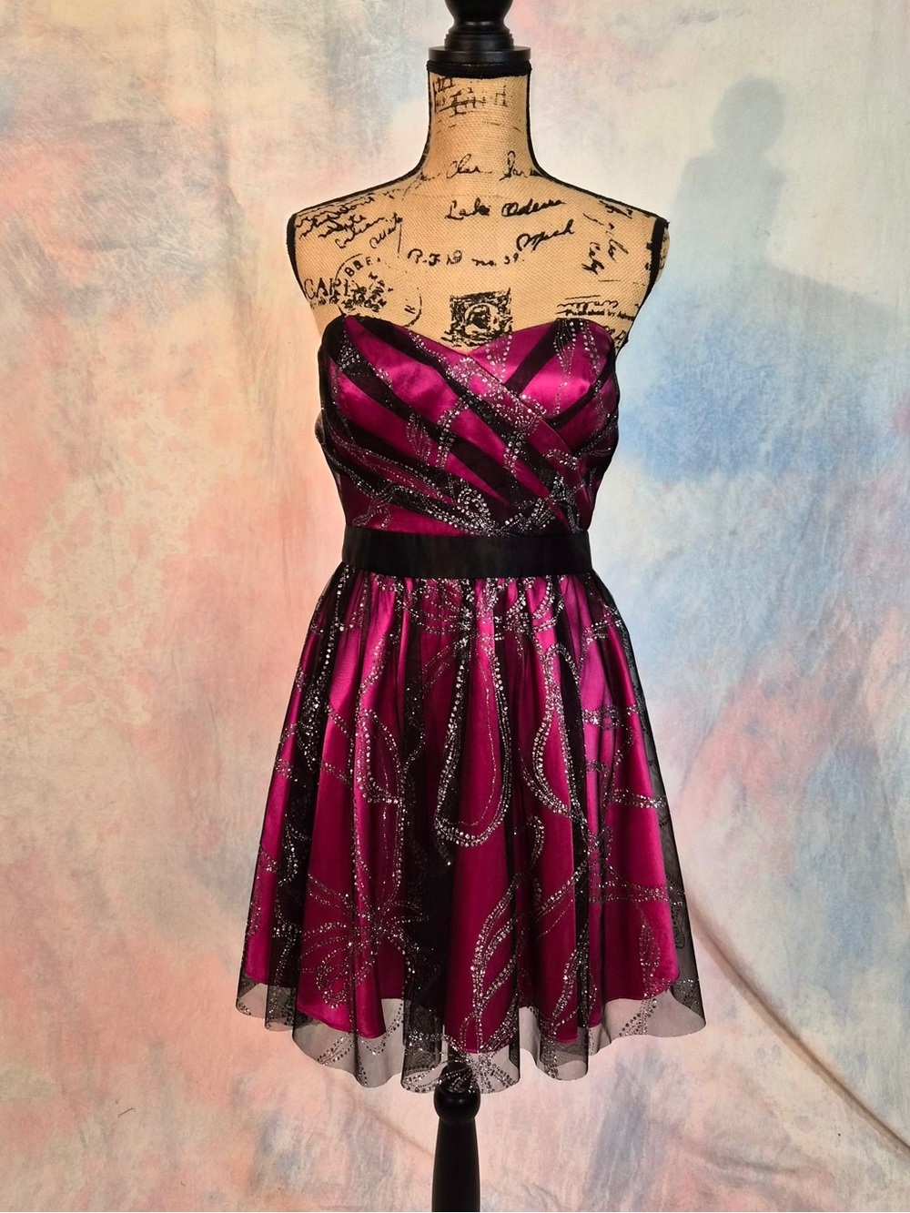 Y2K MXI 2000s glitter strapless party dress size medium